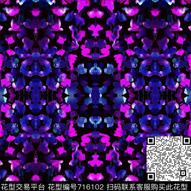 手绘女装花卉数码印花华亿平台下载（图片编号: 716102） - 瓦栏（Walan）