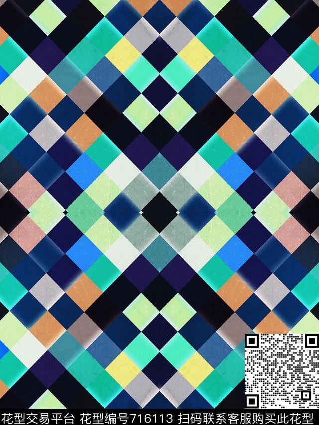 色块手绘女装数码印花华亿平台下载（图片编号: 716113） - 瓦栏（Walan）