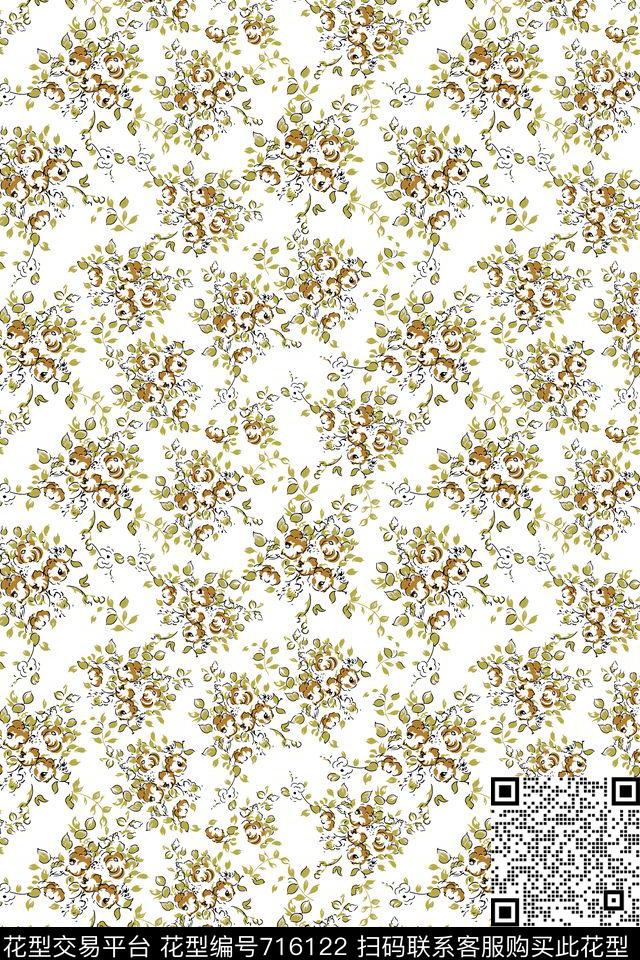 小碎花花朵花卉传统印花华亿平台下载（图片编号: 716122） - 瓦栏（Walan）