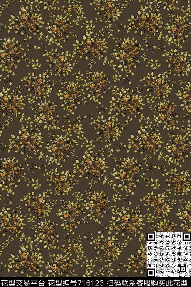 小碎花花朵花卉传统印花华亿平台下载（图片编号: 716123） - 瓦栏（Walan）