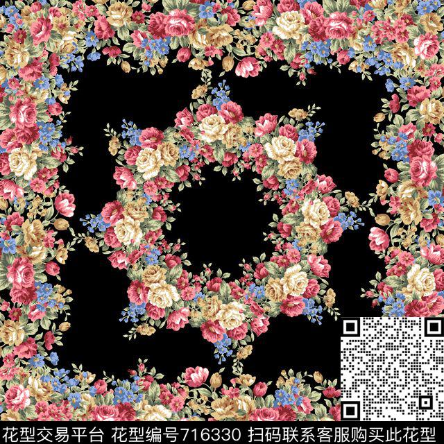 花卉时尚欧式传统印花华亿平台下载（图片编号: 716330） - 瓦栏（Walan）