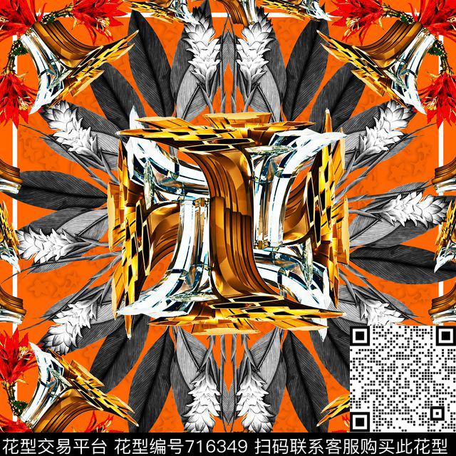 花卉几何重金属数码印花华亿平台下载（图片编号: 716349） - 瓦栏（Walan）