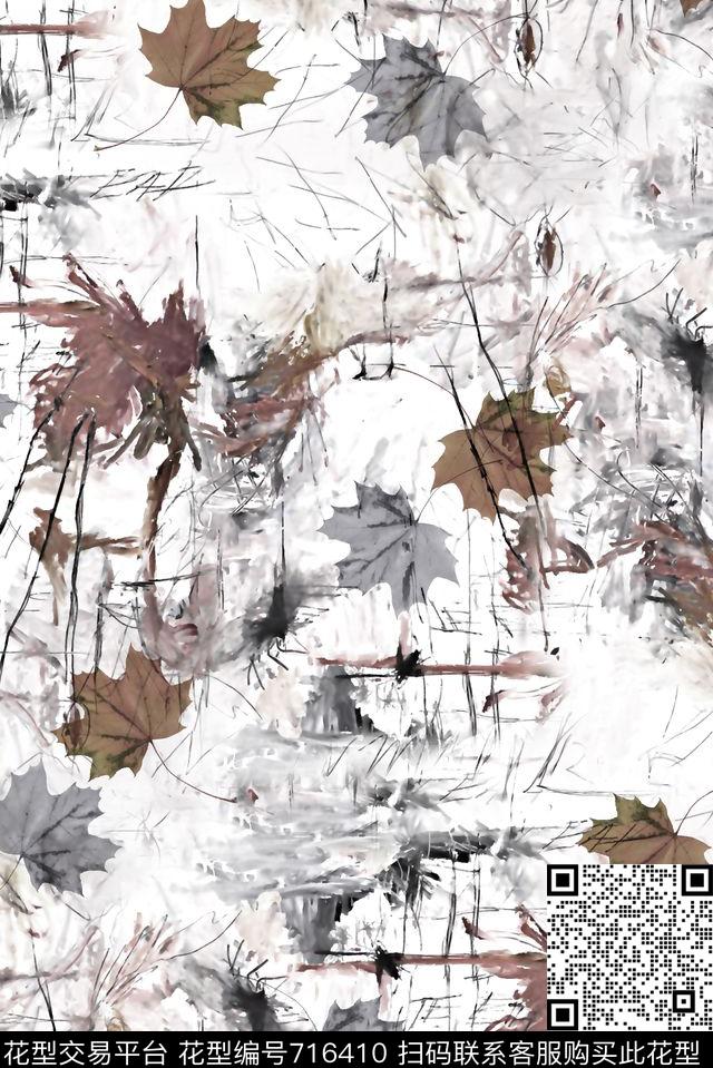 树叶男装纹理印花抽象手绘T恤印花卫衣加克印花衬衫裤子印花外套印花羽绒服印花时尚潮流潮牌大牌复古英文字欧美高清数码立体数码印花华亿平台下载（图片编号: 716410） - 瓦栏（Walan）