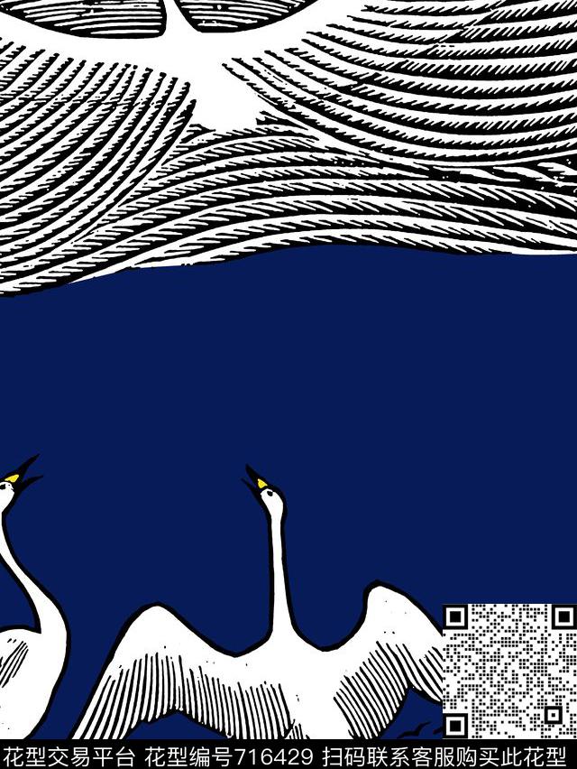 鸟纹理男装印花传统印花华亿平台下载（图片编号: 716429） - 瓦栏（Walan）