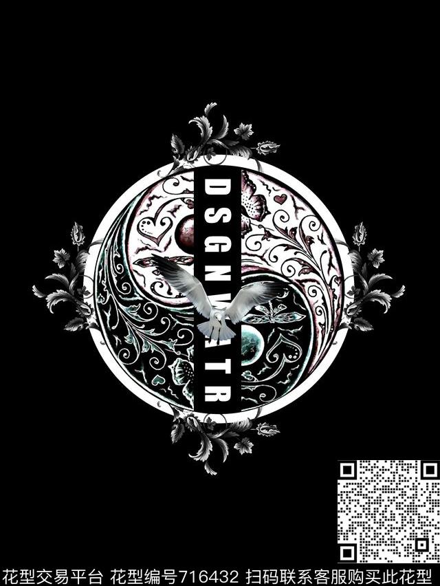 飞鸟卷草男装印花数码印花华亿平台下载（图片编号: 716432） - 瓦栏（Walan）