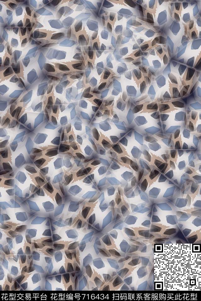 迷彩花卉树叶意向抽象图案数码印花华亿平台下载（图片编号: 716434） - 瓦栏（Walan）
