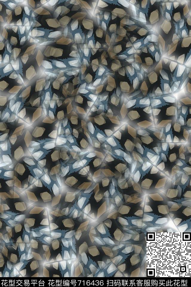 迷彩花卉树叶意向抽象图案数码印花华亿平台下载（图片编号: 716436） - 瓦栏（Walan）