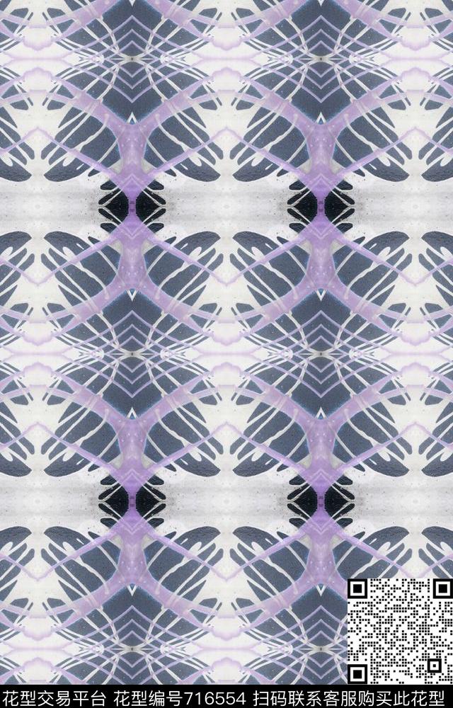 抽象花卉组合多彩条纹几何线条组合传统印花华亿平台下载（图片编号: 716554） - 瓦栏（Walan）