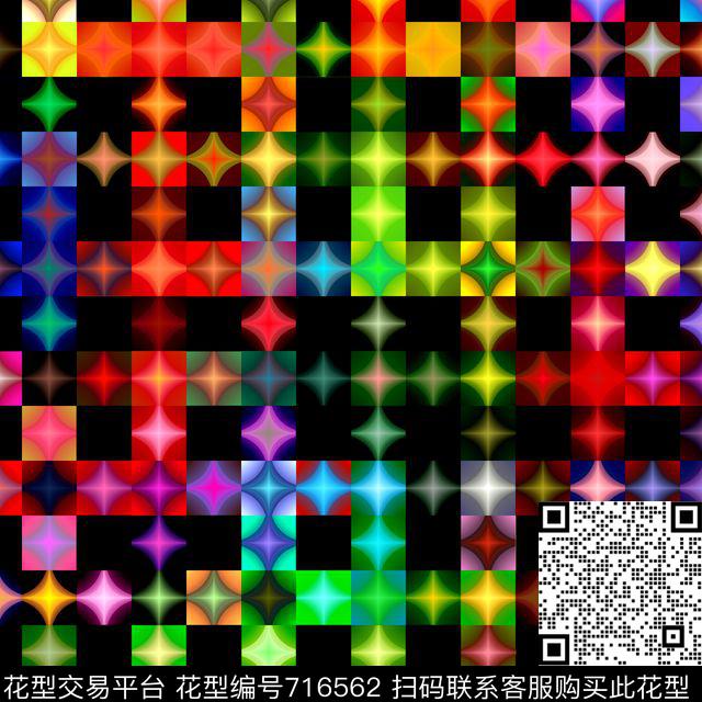 星形格子多彩色块数码印花华亿平台下载（图片编号: 716562） - 瓦栏（Walan）