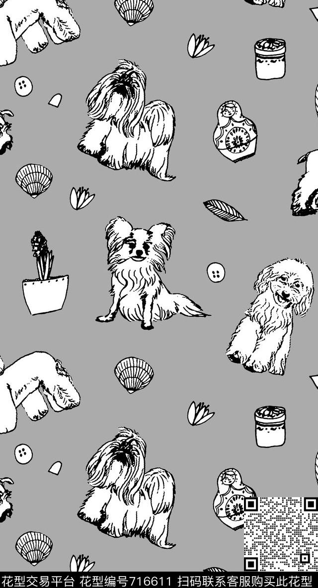 手绘花动物传统印花华亿平台下载（图片编号: 716611） - 瓦栏（Walan）