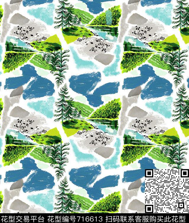 几何肌理水彩传统印花华亿平台下载（图片编号: 716613） - 瓦栏（Walan）