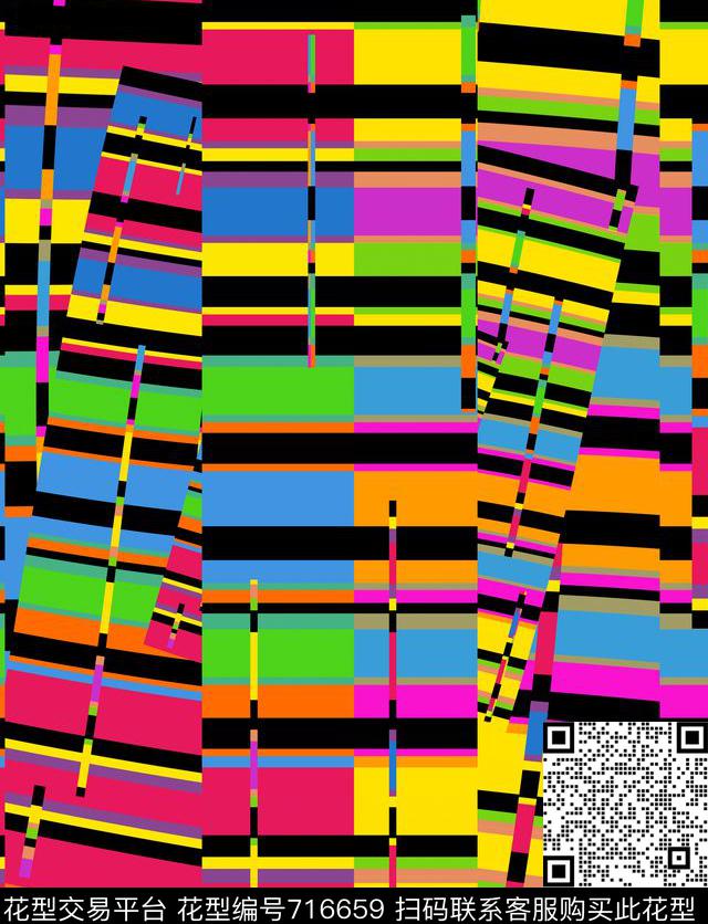 几何条纹彩色条纹线条数码印花华亿平台下载（图片编号: 716659） - 瓦栏（Walan）