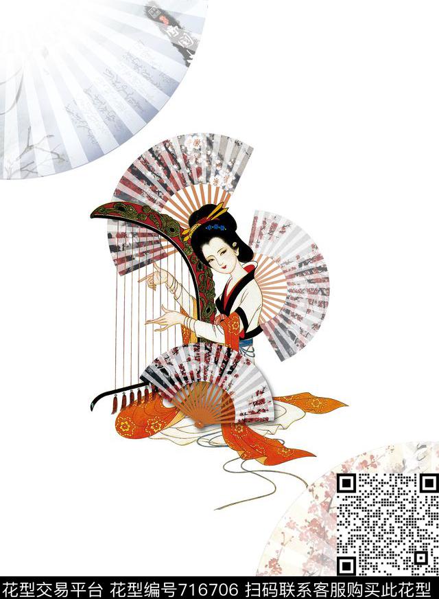 中国风Fei-民族风古代美人数码印花华亿平台下载（图片编号: 716706） - 瓦栏（Walan）