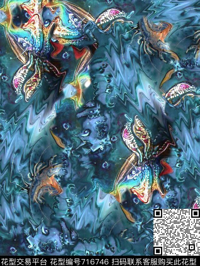 抽象复古女装华亿平台数码印花华亿平台下载（图片编号: 716746） - 瓦栏（Walan）