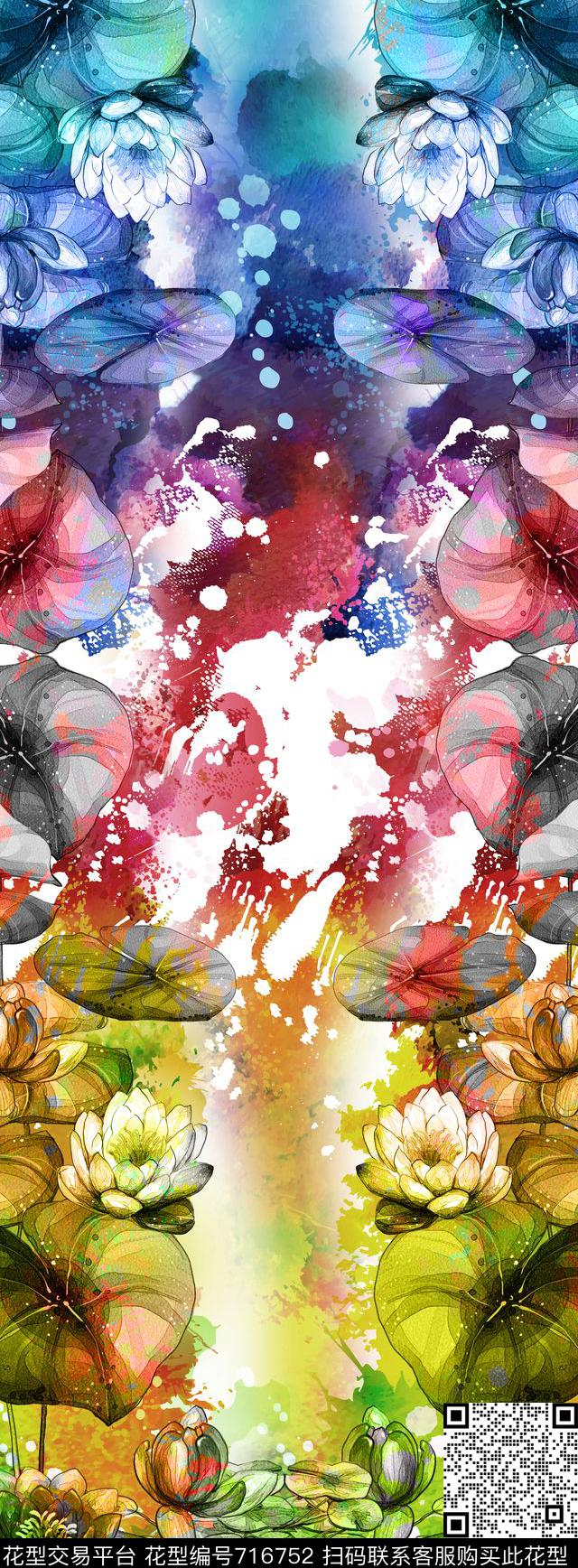 花卉时尚中国风数码印花华亿平台下载（图片编号: 716752） - 瓦栏（Walan）