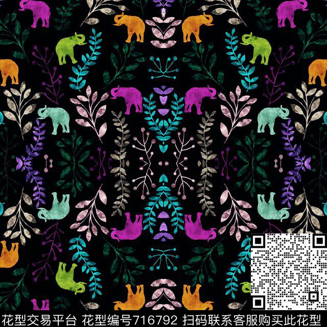 大象女装动物传统印花华亿平台下载（图片编号: 716792） - 瓦栏（Walan）