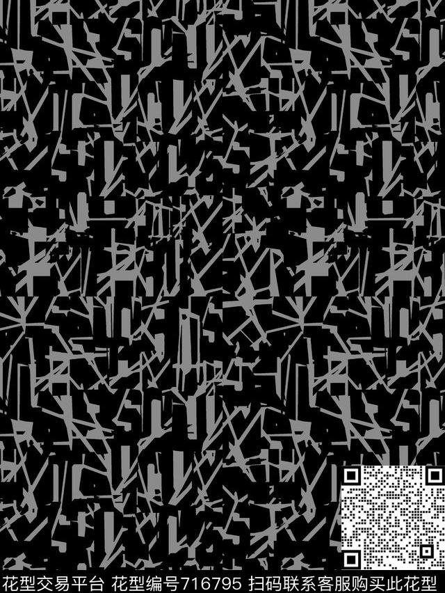 黑底字体男装传统印花华亿平台下载（图片编号: 716795） - 瓦栏（Walan）