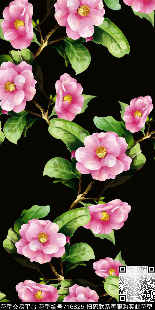 花朵花卉散花数码印花华亿平台下载（图片编号: 716825） - 瓦栏（Walan）