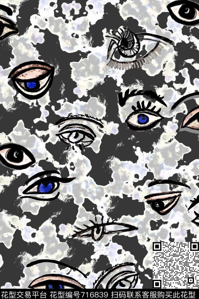 眼睛纹理其他数码印花华亿平台下载（图片编号: 716839） - 瓦栏（Walan）