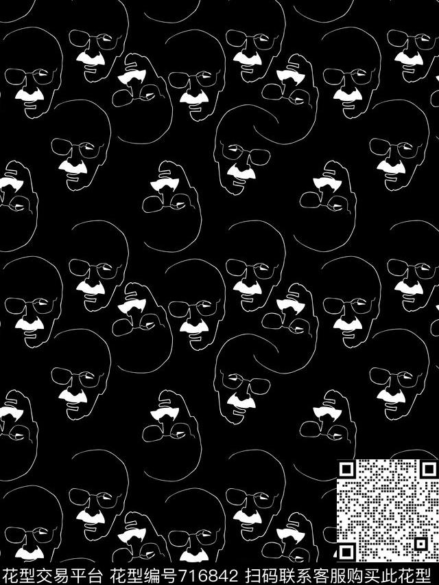 人物画胡子男人老人头传统印花华亿平台下载（图片编号: 716842） - 瓦栏（Walan）