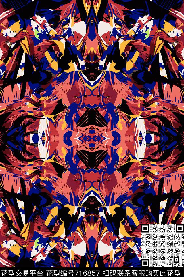 抽象油画笔刷纹理数码印花华亿平台下载（图片编号: 716857） - 瓦栏（Walan）