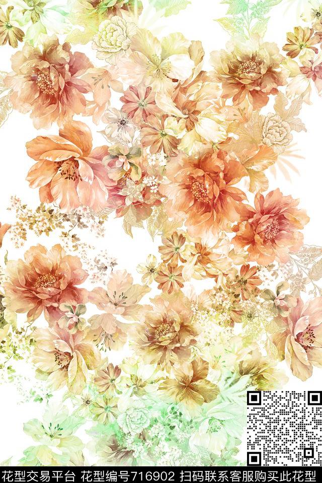 零点--女装花朵花卉数码印花华亿平台下载（图片编号: 716902） - 瓦栏（Walan）