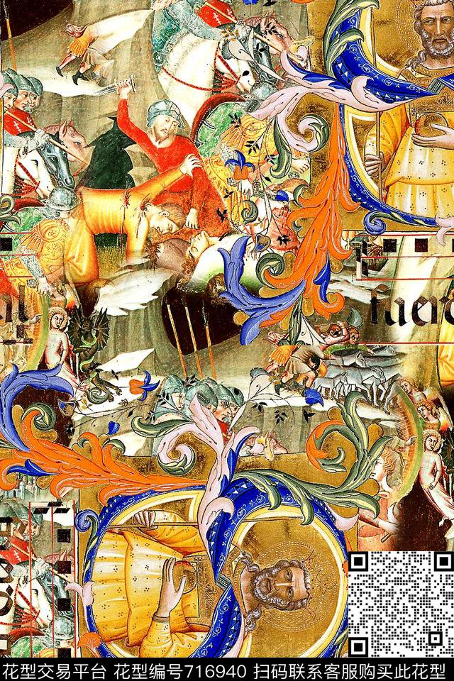 时尚复古花卉民族风数码印花华亿平台下载（图片编号: 716940） - 瓦栏（Walan）