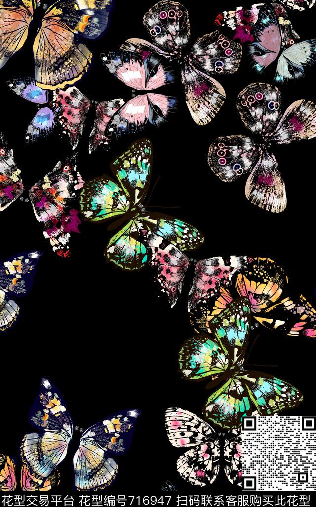 蝴蝶昆虫飞蛾数码印花华亿平台下载（图片编号: 716947） - 瓦栏（Walan）
