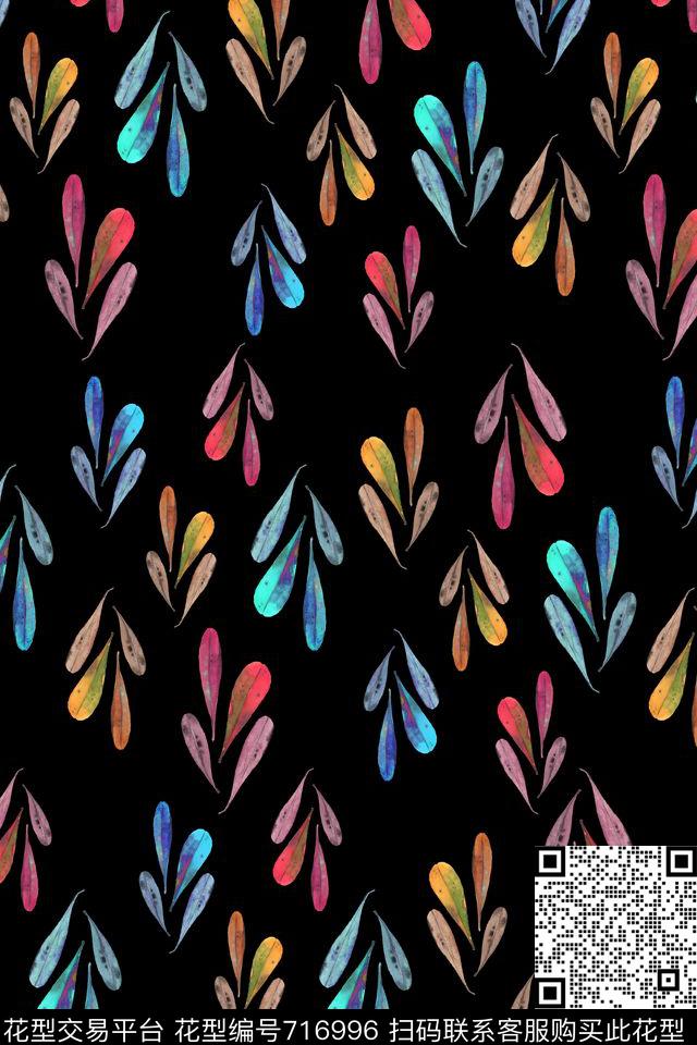 趣味秋冬黑底数码印花华亿平台下载（图片编号: 716996） - 瓦栏（Walan）