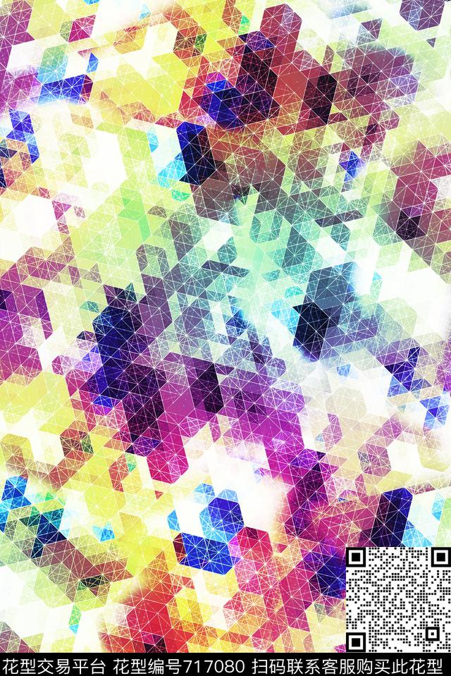 色块抽象马赛克数码印花华亿平台下载（图片编号: 717080） - 瓦栏（Walan）