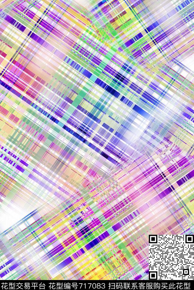 几何线条格子数码印花华亿平台下载（图片编号: 717083） - 瓦栏（Walan）