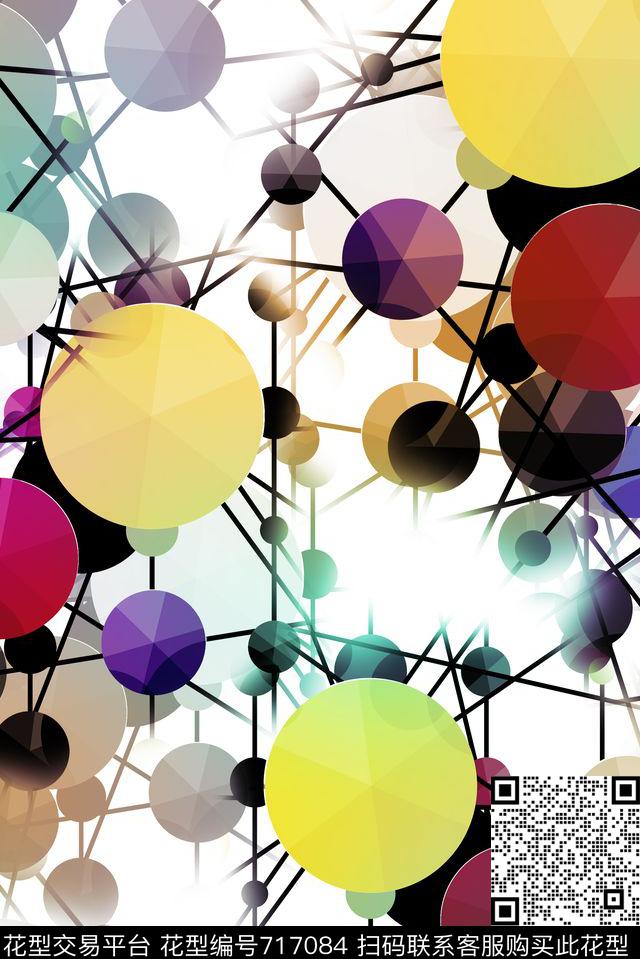 圆圈圆形圆点数码印花华亿平台下载（图片编号: 717084） - 瓦栏（Walan）