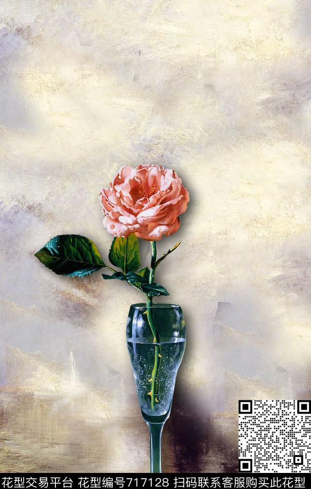 大花花朵花卉数码印花华亿平台下载（图片编号: 717128） - 瓦栏（Walan）