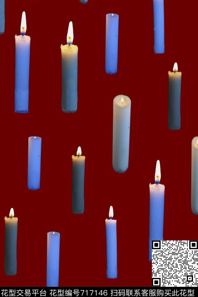 具体图案蜡烛手绘数码印花华亿平台下载（图片编号: 717146） - 瓦栏（Walan）