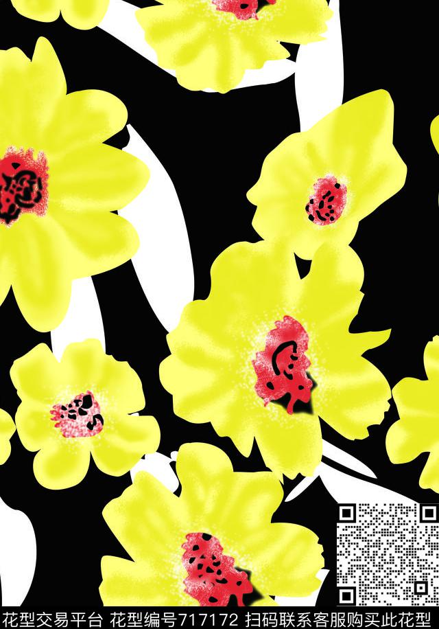 小碎花大花花朵数码印花华亿平台下载（图片编号: 717172） - 瓦栏（Walan）
