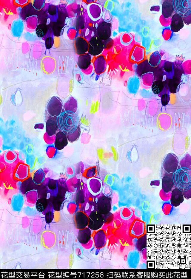 水彩水墨肌理数码印花华亿平台下载（图片编号: 717256） - 瓦栏（Walan）