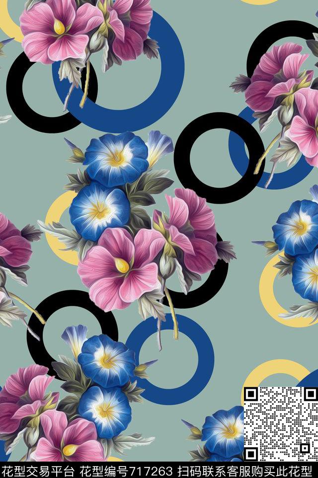 大花花朵花卉数码印花华亿平台下载（图片编号: 717263） - 瓦栏（Walan）