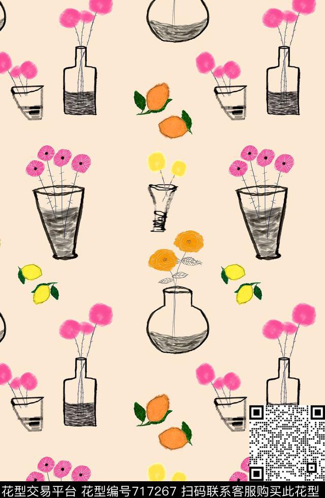 水墨插画手绘传统印花华亿平台下载（图片编号: 717267） - 瓦栏（Walan）