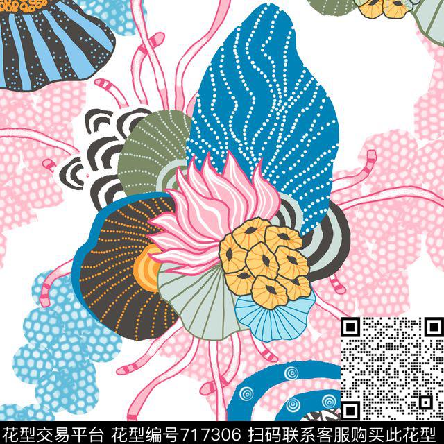 趣味海生物、珊瑚、抽象、传统印花华亿平台下载（图片编号: 717306） - 瓦栏（Walan）