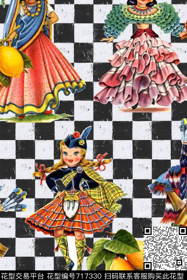 几何娃娃图案数码印花华亿平台下载（图片编号: 717330） - 瓦栏（Walan）