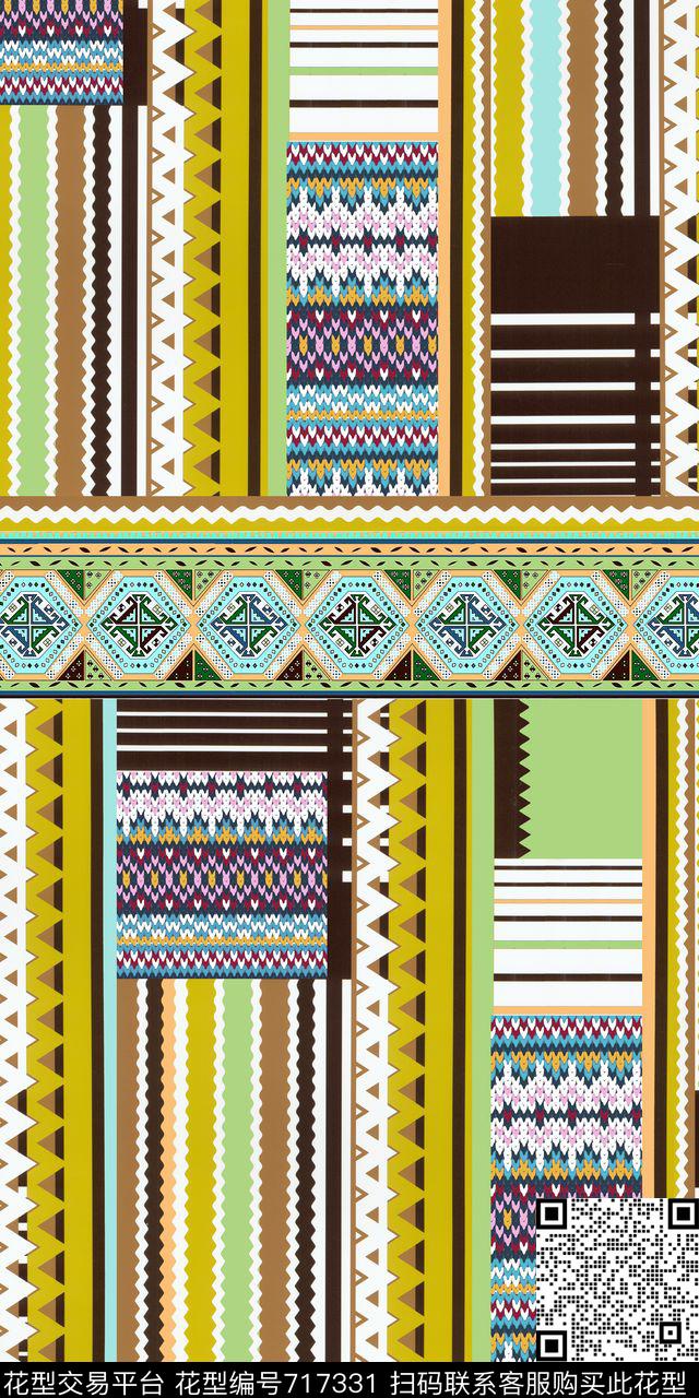 民族风几何条纹数码印花华亿平台下载（图片编号: 717331） - 瓦栏（Walan）