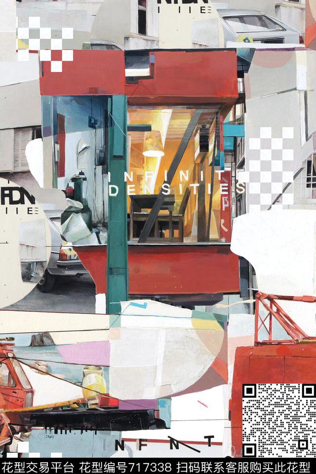 抽象建筑几何数码印花华亿平台下载（图片编号: 717338） - 瓦栏（Walan）