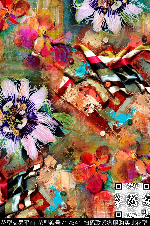 抽象几何拼接数码印花华亿平台下载（图片编号: 717341） - 瓦栏（Walan）