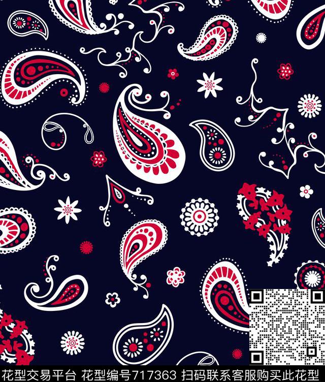 趣味佩斯利女装传统印花华亿平台下载（图片编号: 717363） - 瓦栏（Walan）