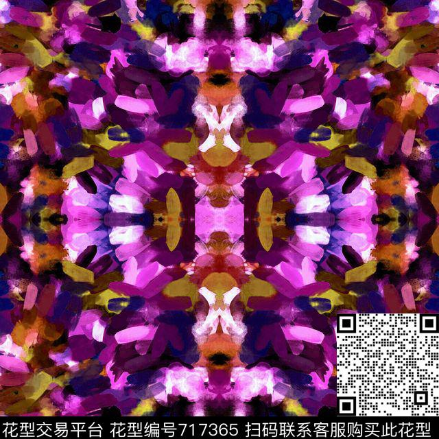 数码华亿平台笔触抽象数码印花华亿平台下载（图片编号: 717365） - 瓦栏（Walan）