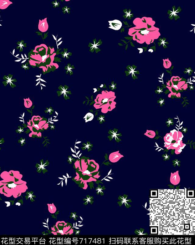 花卉小碎花清晰大方传统印花华亿平台下载（图片编号: 717481） - 瓦栏（Walan）