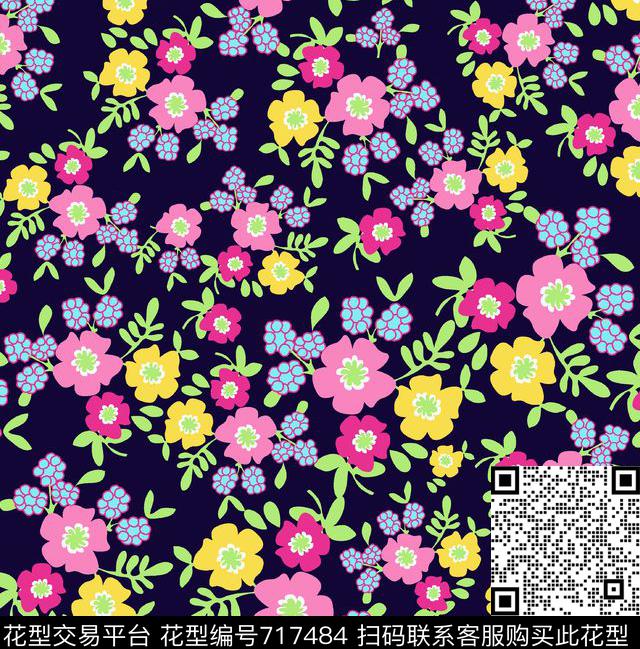 花卉小碎花清晰大方传统印花华亿平台下载（图片编号: 717484） - 瓦栏（Walan）