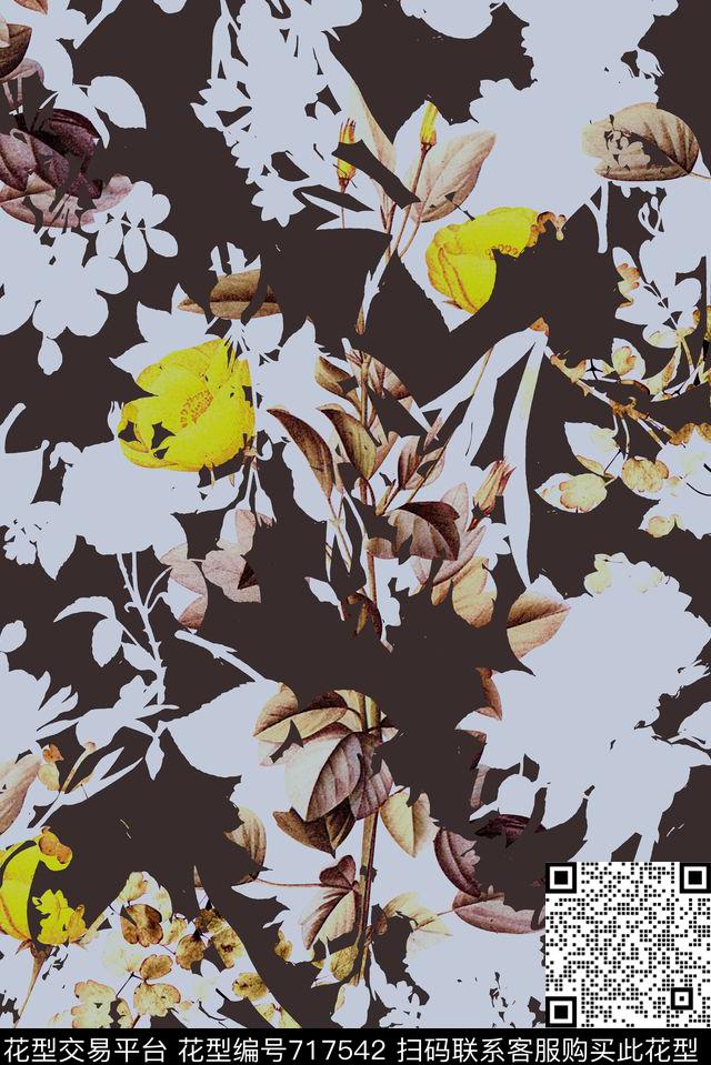 抽象手绘水彩画几何花卉数码印花时尚潮流女装裙子满版印花欧美复古大牌女装夹克外套印花数码印花华亿平台下载（图片编号: 717542） - 瓦栏（Walan）