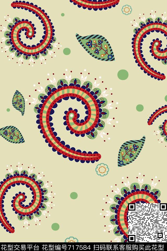 抽象、线条波点圆形数码印花华亿平台下载（图片编号: 717584） - 瓦栏（Walan）