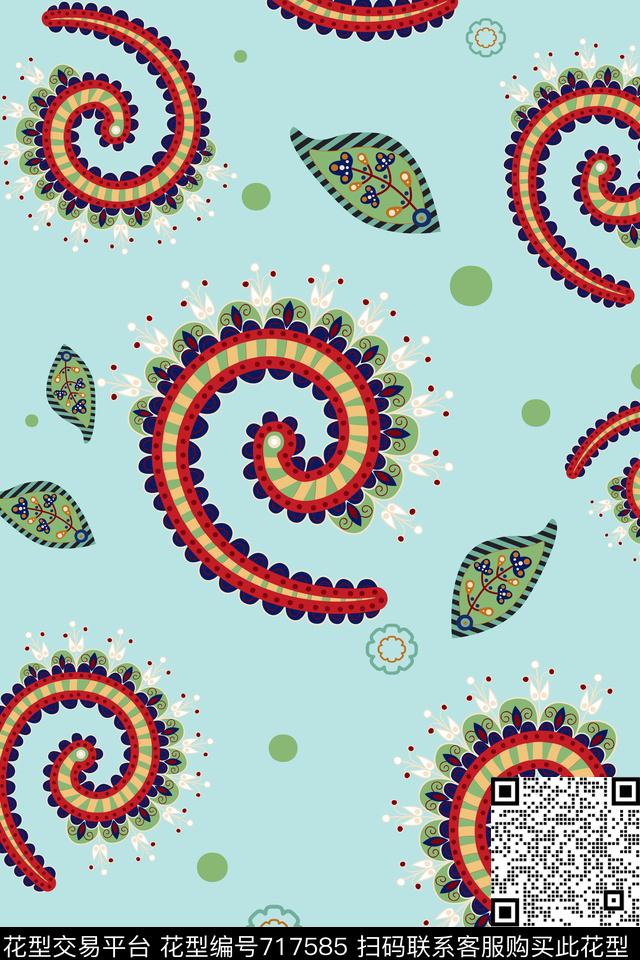 抽象、线条波点圆形数码印花华亿平台下载（图片编号: 717585） - 瓦栏（Walan）